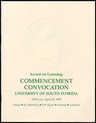 Commencement Convocation Program USF April 29 1989 By University