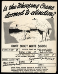 Flier, Is the Whooping Crane Doomed to Extinction?, circa 1957 by Fish & Game League (Regina) and Robert Porter Allen
