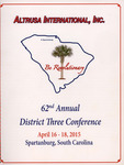 Altrusa International Inc. 62st Annual District Three Conference Information Packet, Spartanburg, South Carolina, April 16-18 2015 by Altrusa International Inc.