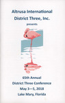 Altrusa International Inc. 65th Annual District Three Conference Information Packet, lake Mary, Florida, May3-5, 2018 by Altrusa International Inc.