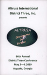 Altrusa International Inc. 66th Annual District Three Conference Information Packet,Augusta, Georgia May 2-4, 2019 by Altrusa International Inc.