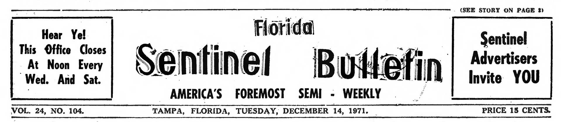 Florida Sentinel Bulletin Collection