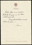 Note, Jan Plant to Richard T. Paul, Congratulations and Thank You, Undated by Jan Platt