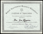 Certificate of Appreciation, School Enrichment Resource Volunteers (SERVe) to Jim Rogers, May 16, 1980 by Ruth Mulholland