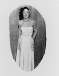 Drag queen in white strapless dress by Bobby, 1923-2008 Smith