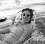 Kay Thompson in a beach chair by Bobby, 1923-2008 Smith