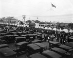 Crowds and automobiles at the entrance of the Florida State Fair Grounds by Burgert Brothers