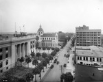 Aerial view of Florida Avenue showing Sacred Heart Church and the U.S. Custom House by Burgert Brothers