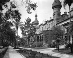 Grounds and sidewalks in front of the Tampa Bay Hotel by Burgert Brothers