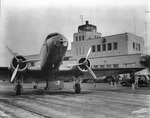 Peter O. Knight Airport Administration Building, with Airplane in Front, March 30, 1939
