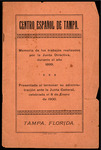 Annual Report, Centro Español de Tampa Memoria, 1899
