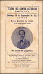 Program, José de Urgelles Performance at Teatro del Centro Asturiano, September 10, 1922 by Centro Asturiano de Tampa