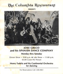 Ad for the Jose Greco Dance Company to Perform at the Columbia Restaurant. by Unknown