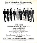 Advertisement for the Luis Ortiz Mariachi Band at the Columbia Restaurant by Unknown