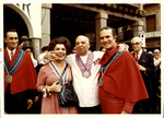 Cesar and Adela Gonzmart with a member of the Orden del Yago in Spain