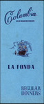 La Fonda Menu, Columbia Restaurant, Tampa, Florida by The Columbia Restaurant