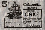 Cake Label, Columbia Bakery, Tampa, Florida