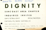 Flier, Dignity Tampa Bay: Lesbian & Gay Catholics in Tampa Bay, circa 1990s by Dignity/Suncoast