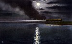 Florida East Coast Railway, moonlight on the ocean by Hampton Dunn