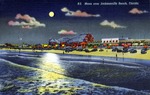 Moon over Jacksonville Beach, Florida by Hampton Dunn