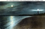 Night time on Atlantic Ocean, showing Mosquito Inlet Lighthouse, Florida