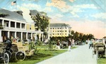 Rickshaws sit in front of the Royal Poinciana Hotel by Hampton Dunn