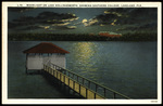 Moonlight on Lake Hollingsworth, Showing Southern College, Lakeland, Florida by Hampton Dunn