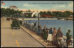 Fishing from the Causeway Bridge, Clearwater, Florida by Hampton Dunn