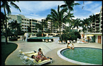 The Pool at the Palm Beach Towers Hotel. Palm Beach, Florida by Hampton Dunn