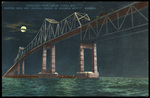 Moonlight over Lower Tampa Bay Showing Main Ship Channel Bridge of Sunshine Skyway, Florida by Hampton Dunn