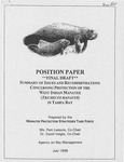 Position Paper, Final Draft: Summary of Issues and Recommendations Concerning Protection of the West Indian Manatee (Trichecus Manatus) in Tampa Bay