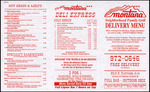 Delivery Menu, Montana Neighborhood Family Grill, Tampa, Florida by Montana Neighborhood Family Grill