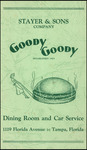 Dining Room and Car Service Menu, Goody Goody Restaurant, Tampa, Florida by Stayer and Sons Company