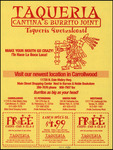 Menu, Taqueria Cantina and Burrito Joint, Tampa, Florida by Taqueria Cantina and Burrito Joint
