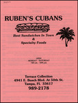 Menu, Ruben's Cubans, Tampa, Florida