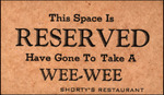 Reserved Card, Shorty's Restaurant, Unknown City, Florida by Shorty's Restaurant
