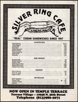 Menu, Silver Ring Café, Tampa, Florida