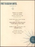 Menu, Fashion Show Luncheon, Fort Harrison Hotel, Clearwater, Florida, January 23, 1958