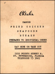 Menu, Chick's, St. Petersburg, Florida, circa 1950