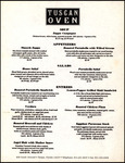 Menu, Tuscan Oven, Tampa, Florida, circa 1990s