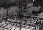 Aerial View of Dam Workers on Boats, B