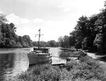 A boat docked along an English river by Allan D. Cruickshank
