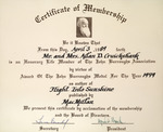 John Burroughs Association Certificate of Membership Presented to Helen G. and Allan D. Cruickshank, April 3, 1989 by John Burroughs Memorial Association