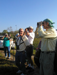 Murray Gardler, Peter Merritt, and other Florida Ornithological Society (FOS) members laugh, Leesburg, Florida