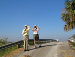 Peter Merritt and Dave Goodwin survey the skyline from a bridge, Leesburg, Florida