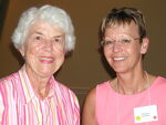Peggy Powell and Pam Bowen pose for a close-up picture during a Florida Ornithological Society (FOS) meeting in Mount Dora
