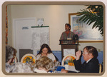A presenter speaks at a Florida Ornithological Society (FOS) meeting in the Bahamas
