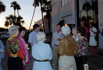 Eight Florida Ornithological Society (FOS) members chat in a circle outside of the 1995 fall meeting in Cocoa Beach