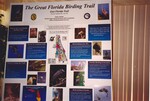 An informational poster on The Great Florida Birding Trail sits on display at a Florida Ornithological Society meeting in Jacksonville, Florida