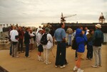 A Florida Ornithological Society birdwatching group observes a large ship at the Port of Tampa